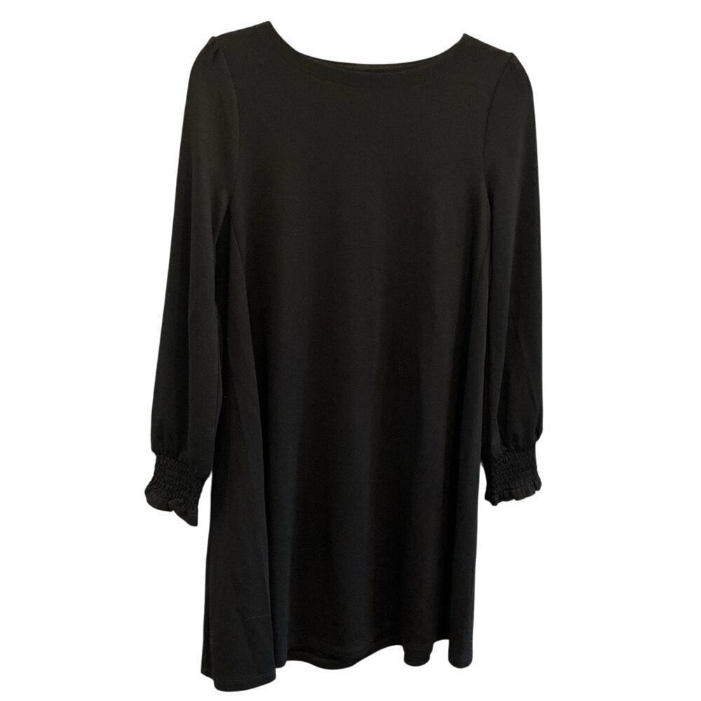 Loft Womens Long Sleeve Shift Dress Sz MP Medium Petite Classic Office Black NEW